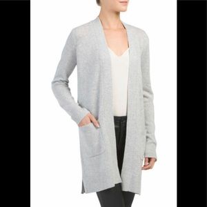 Rib sleeve 100% cashmere cardigan in grey size M